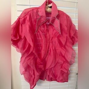 NWOT BeulahStyle Pink Top with Embellishments size S